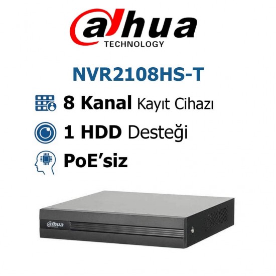 Dahua NVR2108HS-T 8 Kanal NVR Kayıt Cihazı dahua nvr2108hs t